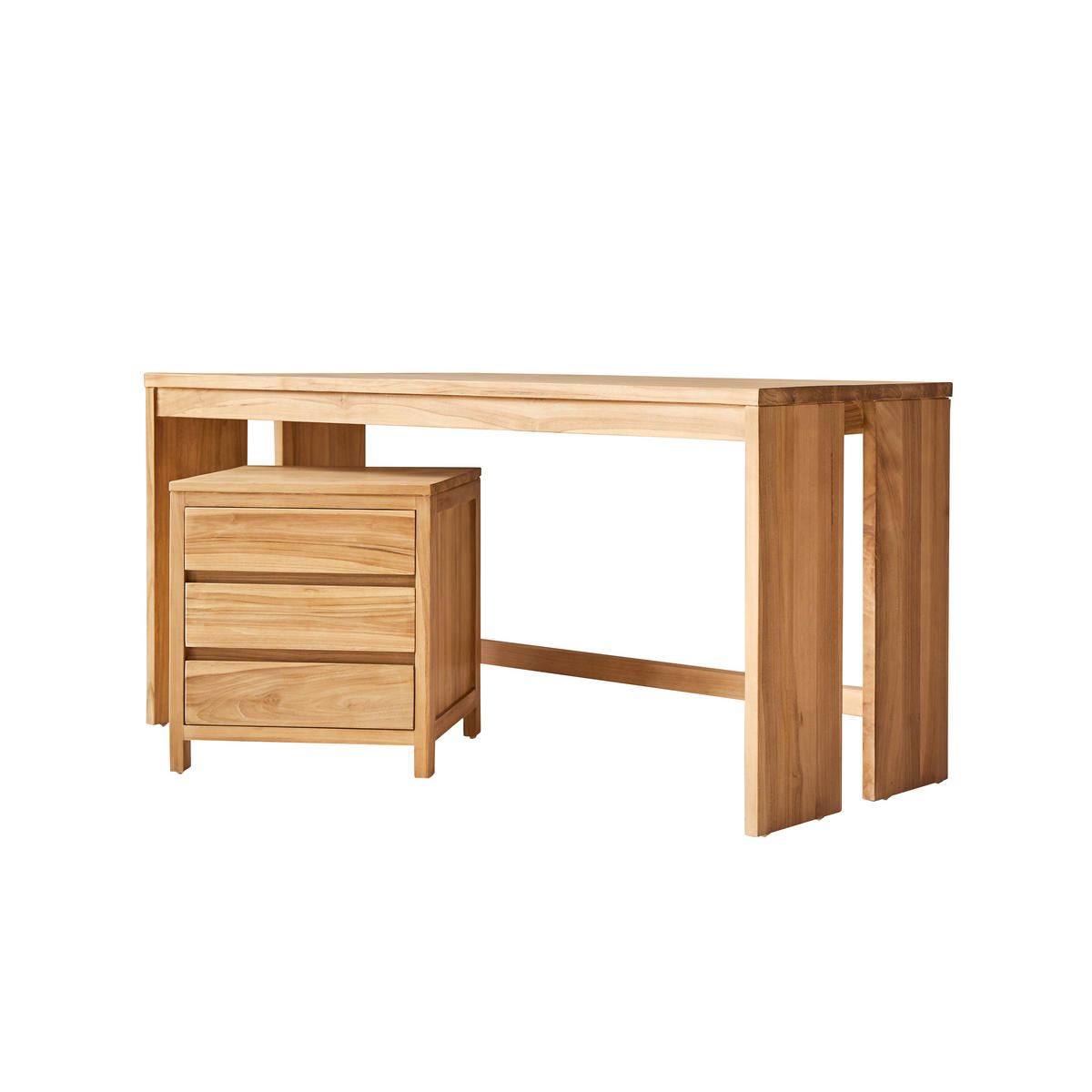 KINDER-SCHREIBTISCH Eden Natur aus Teak - Naturfarben, Holz (160/74/60cm) - Tikamoon
