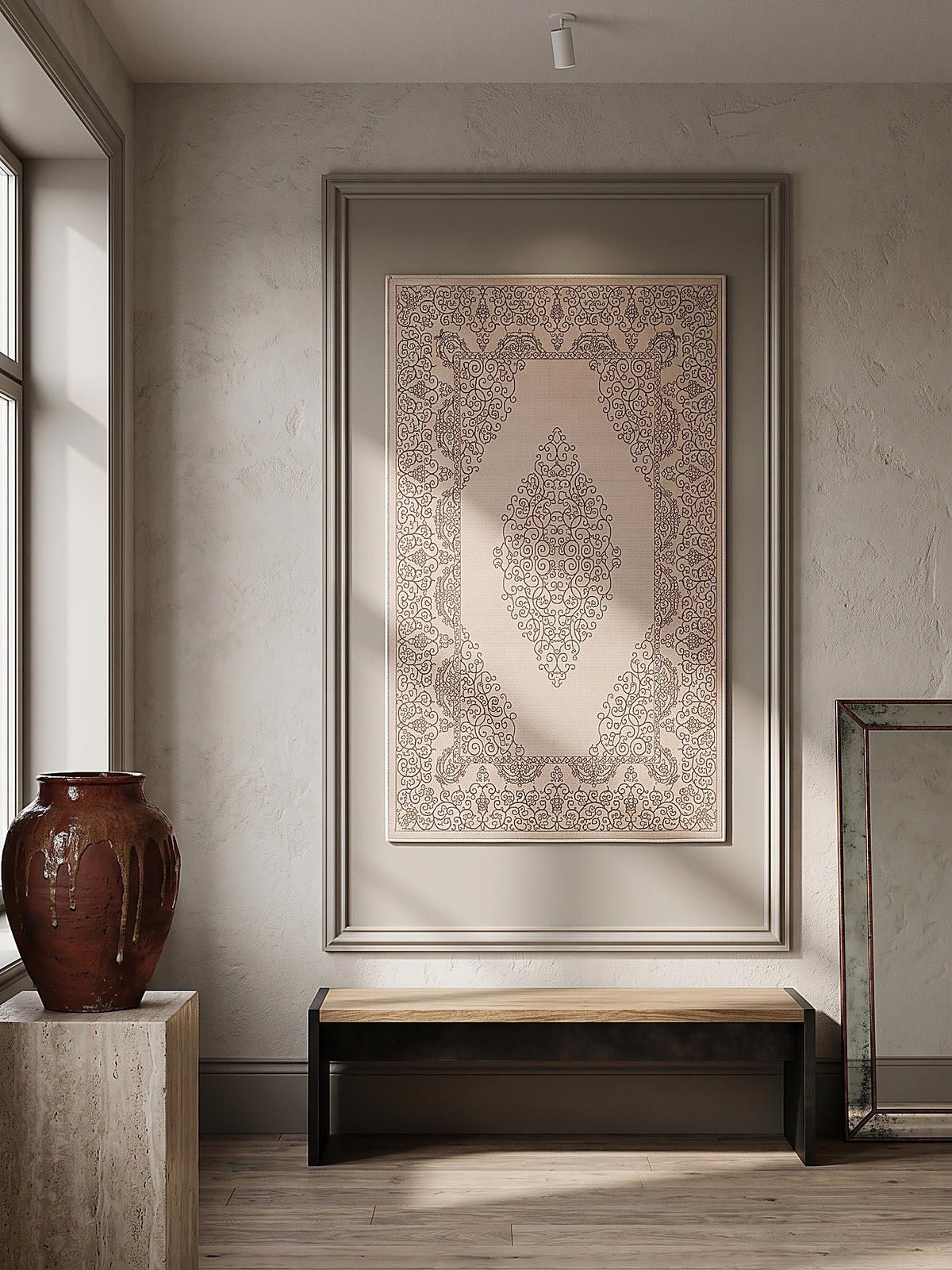 TEPPICH Kurzflor ERESMA Orient-Medaillon Polyester Beige 80 x 150 cm - Beige, Textil (80/150cm) - KADIMA DESIGN