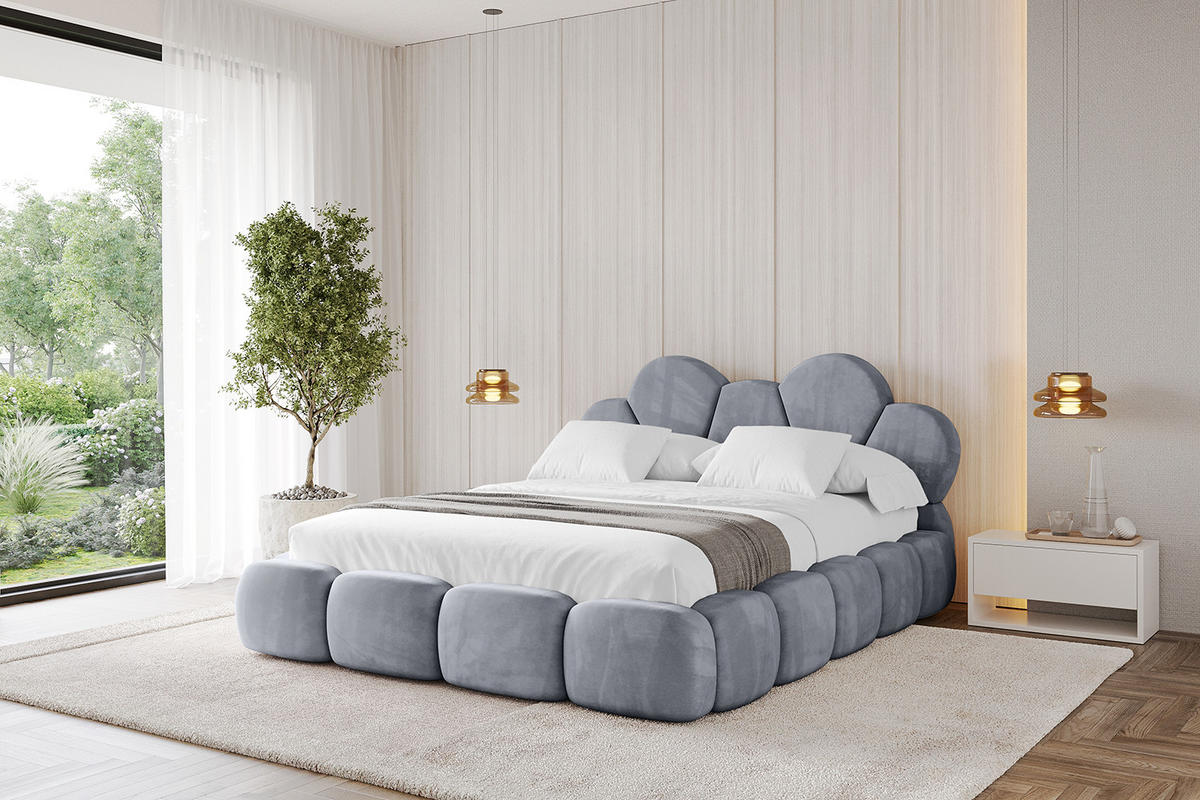 POLSTERBETT mit Bettkasten und Lattenrost, Bett mit Matratze H3/H4 - LANA 120x200 Grau - Grau, Holzwerkstoff/Textil (120/200cm) - ALTDECOR