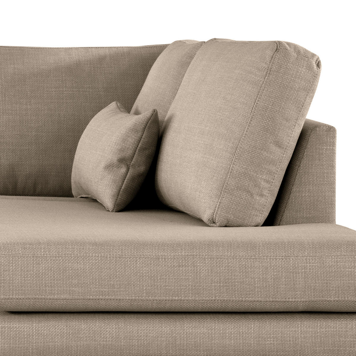 ECKSOFA mit Ottomane - Taupe/Buchefarben, Buchenholz/Textil (287/219cm) - home24