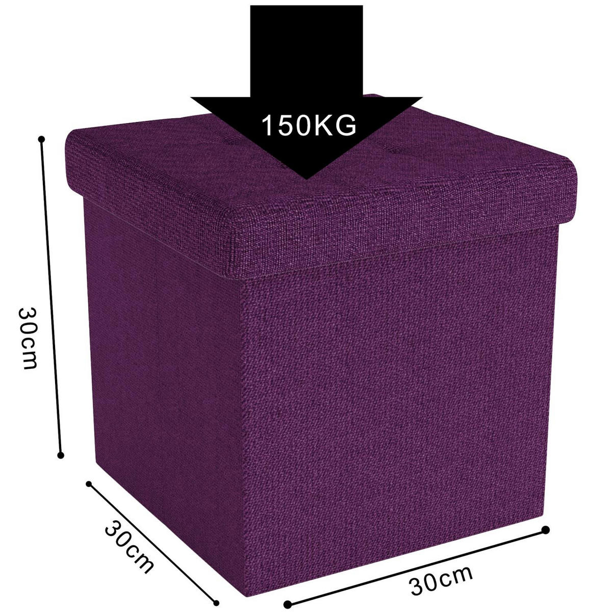 SITZWÜRFEL Faltbar 30/30/30 cm (Lila) - Lila, Textil (30/30/30cm) - Intirilife