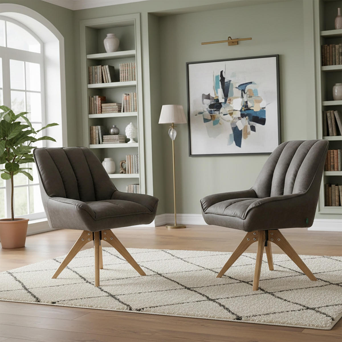 DREHSTUHL Mika-Lio 2er-Set - Honigeiche/Taupe, Eichenholz/Holz (60/88/68cm) - DUBI Möbel