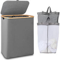 WÄSCHEKORB 2 Fächer 150L Grau - Grau, Textil (37/70/57cm)