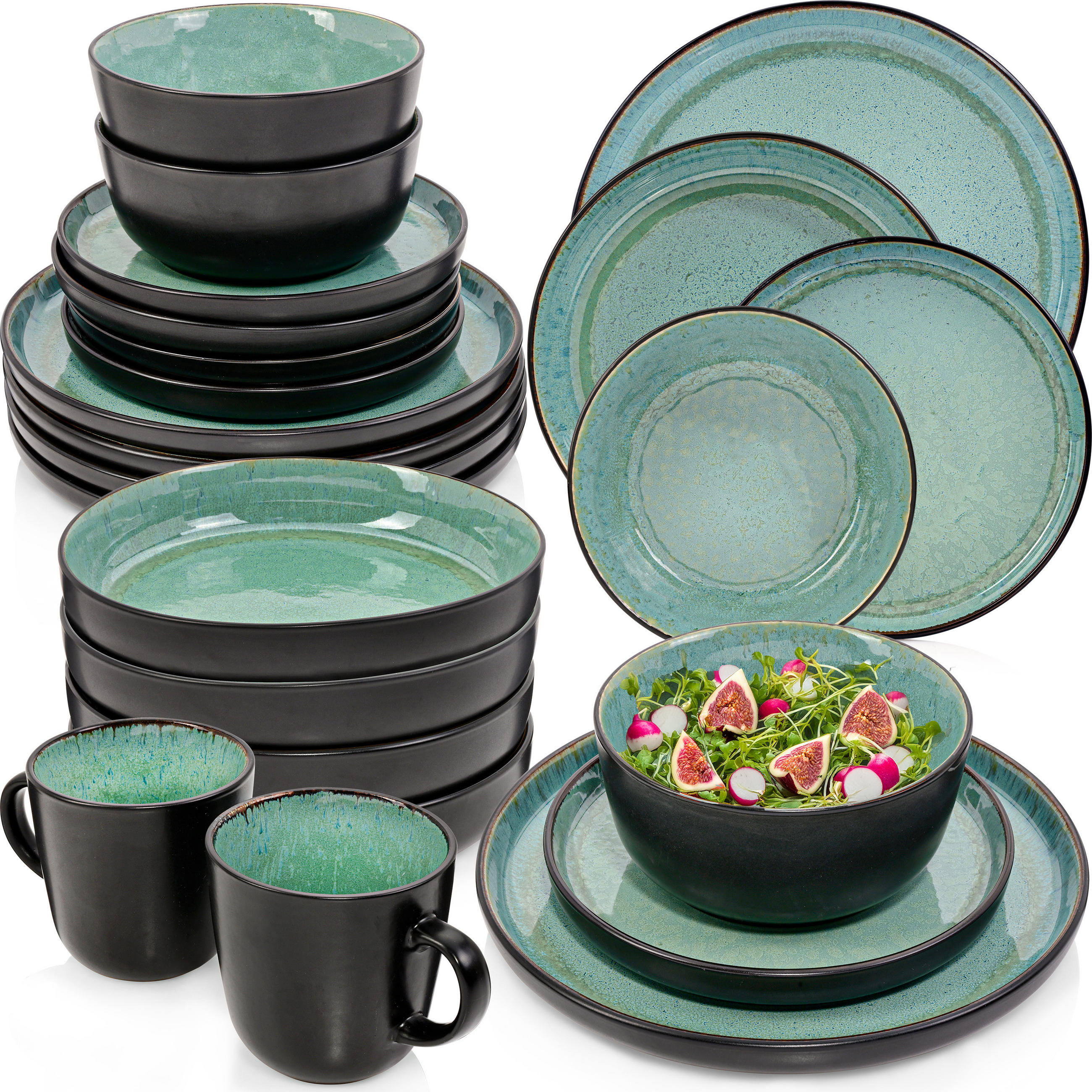 KOMBISERVICE FIJI - 30-teilig aus Steingut - Grün, Keramik (44/45/54cm) - Sänger