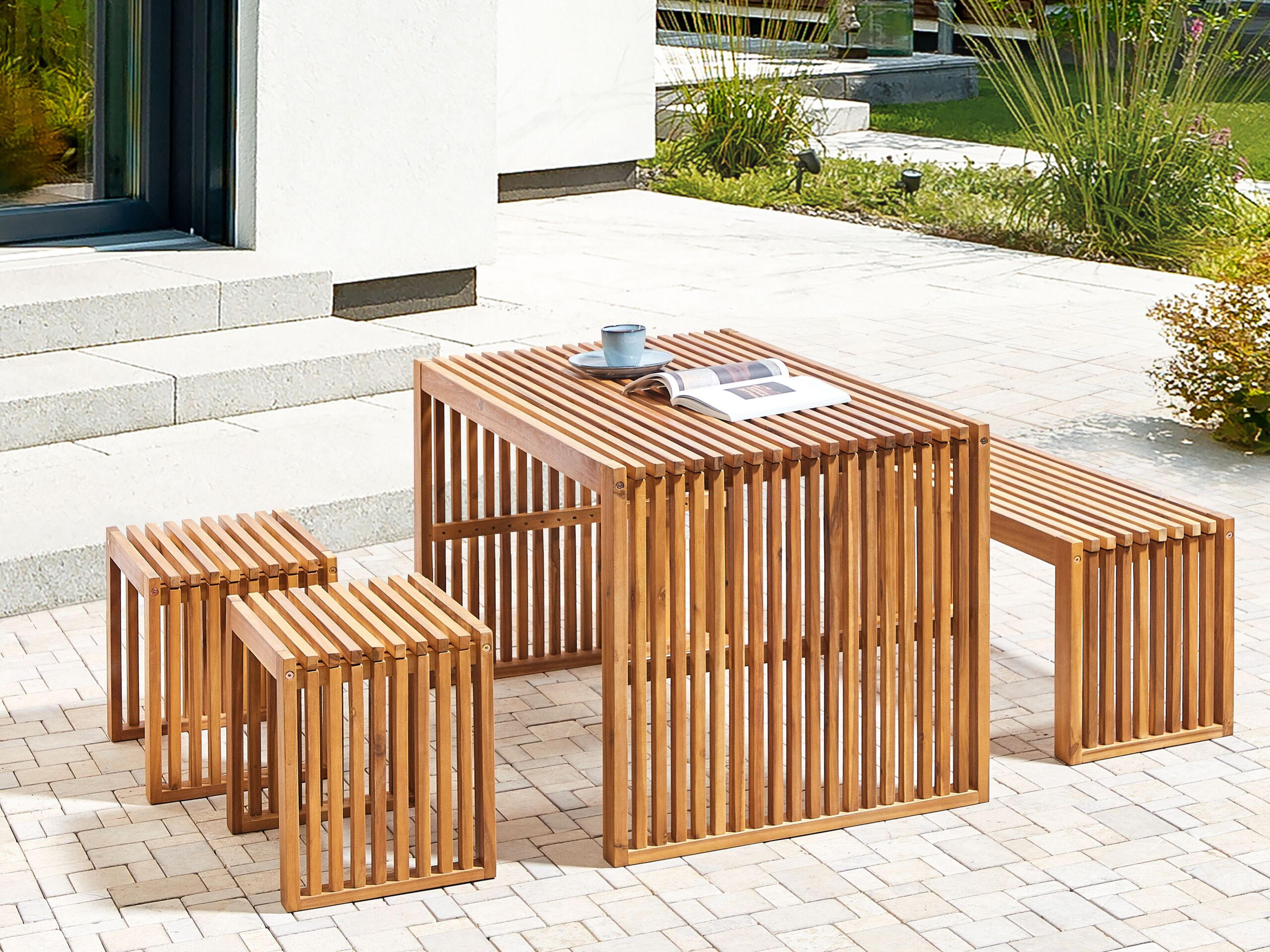 GARTENTISCH Akazienholz hellbraun 120/70 cm Bellano - Hellbraun, Holz (70/120/70cm) - Beliani