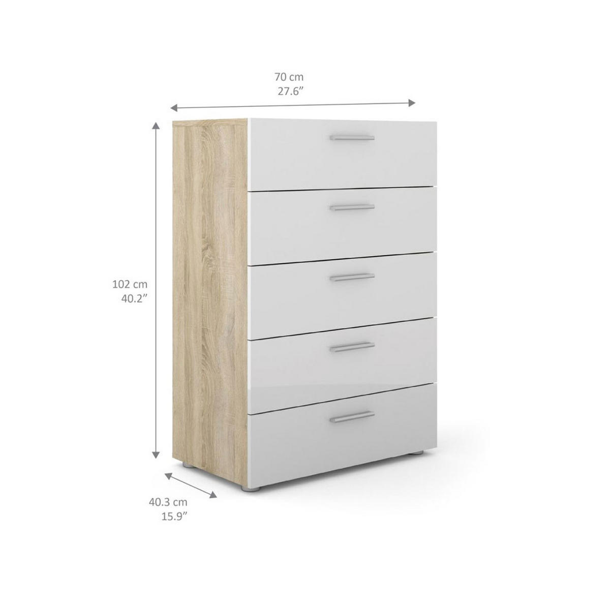 KOMMODE Eiche Dekor - Eichefarben, Holzwerkstoff (70/102/40cm) - ebuy24