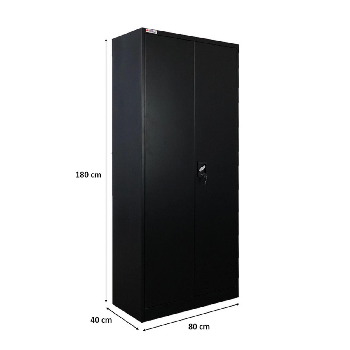 FLÜGELTÜRENSCHRANK Elephant komplett montiert 180x80x40cm 6 Fächern & Kleiderstange Schwarz - Schwarz, Metall (80/180/40cm) - PROREGAL