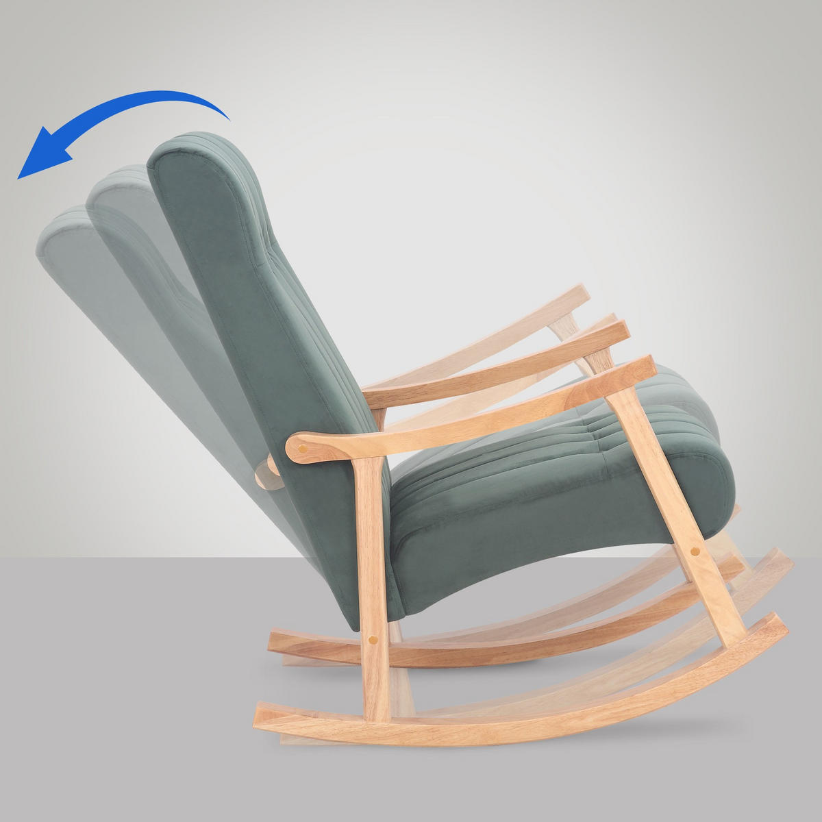 SCHAUKELSTUHL Samt Natura/Grün - Eukalyptusholzfarben/Grün, Holz/Textil (62/98/92cm) - CLP