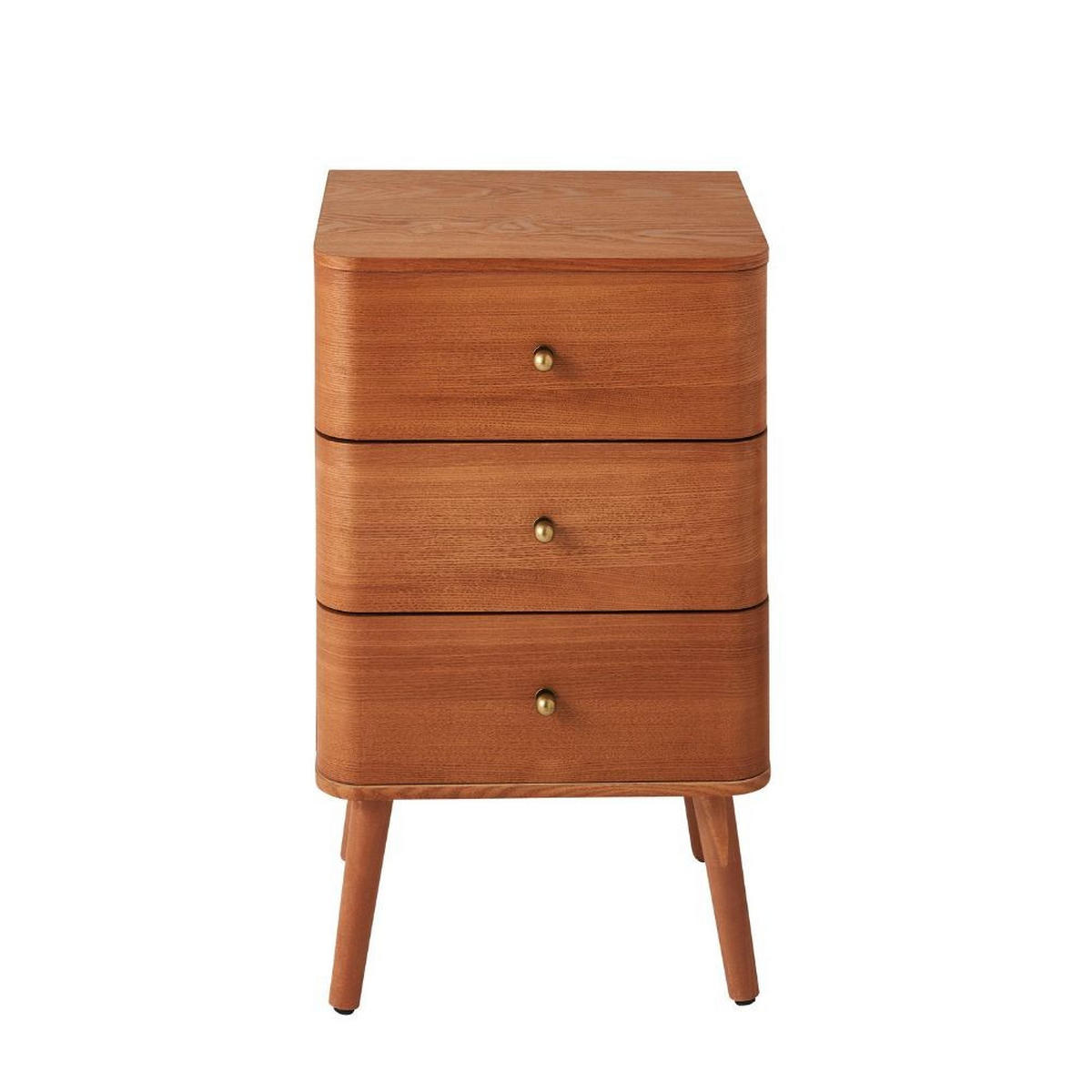 NACHTTISCH mit 3 Schubladen und abgerundeten Kantenfronten 35/71/42 cm - Eschefarben, Holzwerkstoff (35/71/48cm) - Calicosy