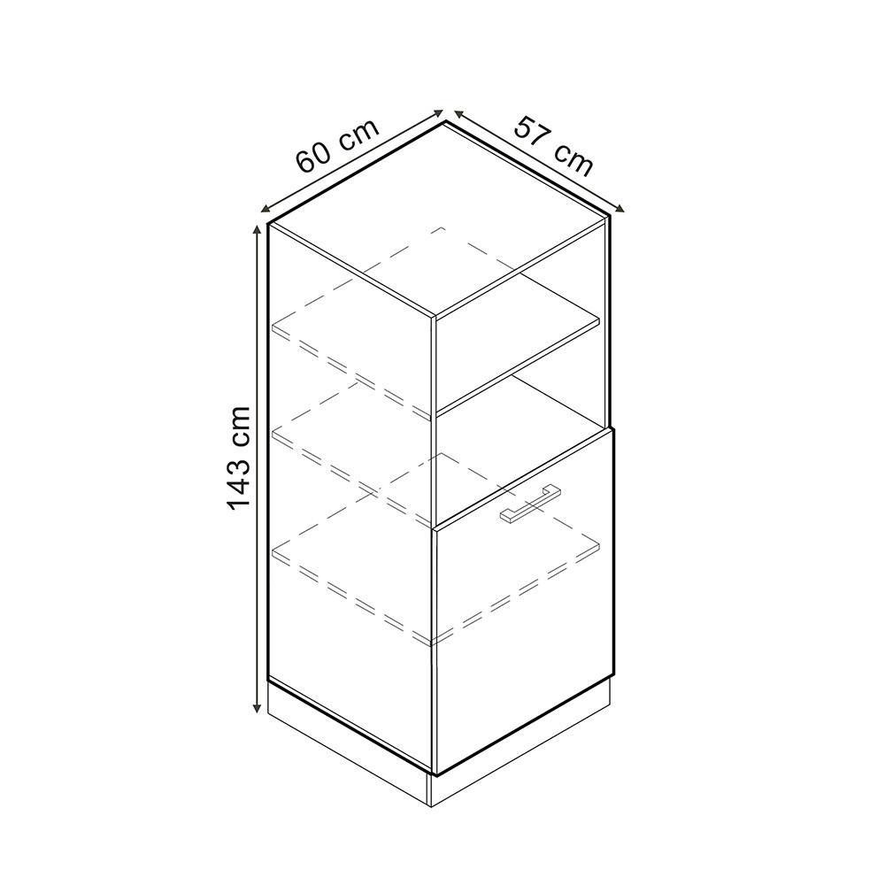 Thumbnail - Vicco Hochschrank, Schwarz Hochglanz, Weiß, Holzwerkstoff, 4 Fächer, Rechteckig, 60x143x57.2 cm, Waschküche, Mehrzwecksc...