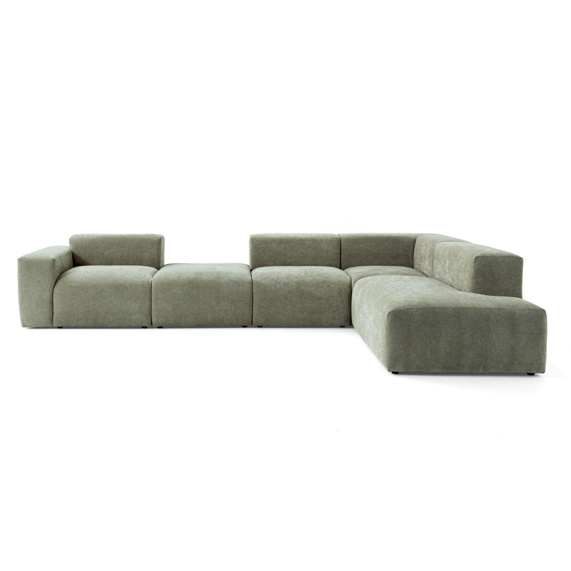 5-SITZER modulares Ecksofa HEAVEN SET 5 Rechts, Breite 380 cm Webstoff Grün - Schwarz/Grün, Holz/Kunststoff (245/380cm) - Muffo