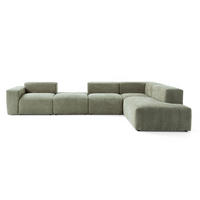 5-SITZER modulares Ecksofa HEAVEN SET 5 Rechts, Breite 380 cm Webstoff Grün - Schwarz/Grün, Holz/Kunststoff (245/380cm) - Muffo