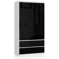 KLEIDERSCHRANK Weiß, Schwarz glänzend 180x51x90 cm - Schwarz Hochglanz/Weiß, Holzwerkstoff (90/180/51cm) - Akord