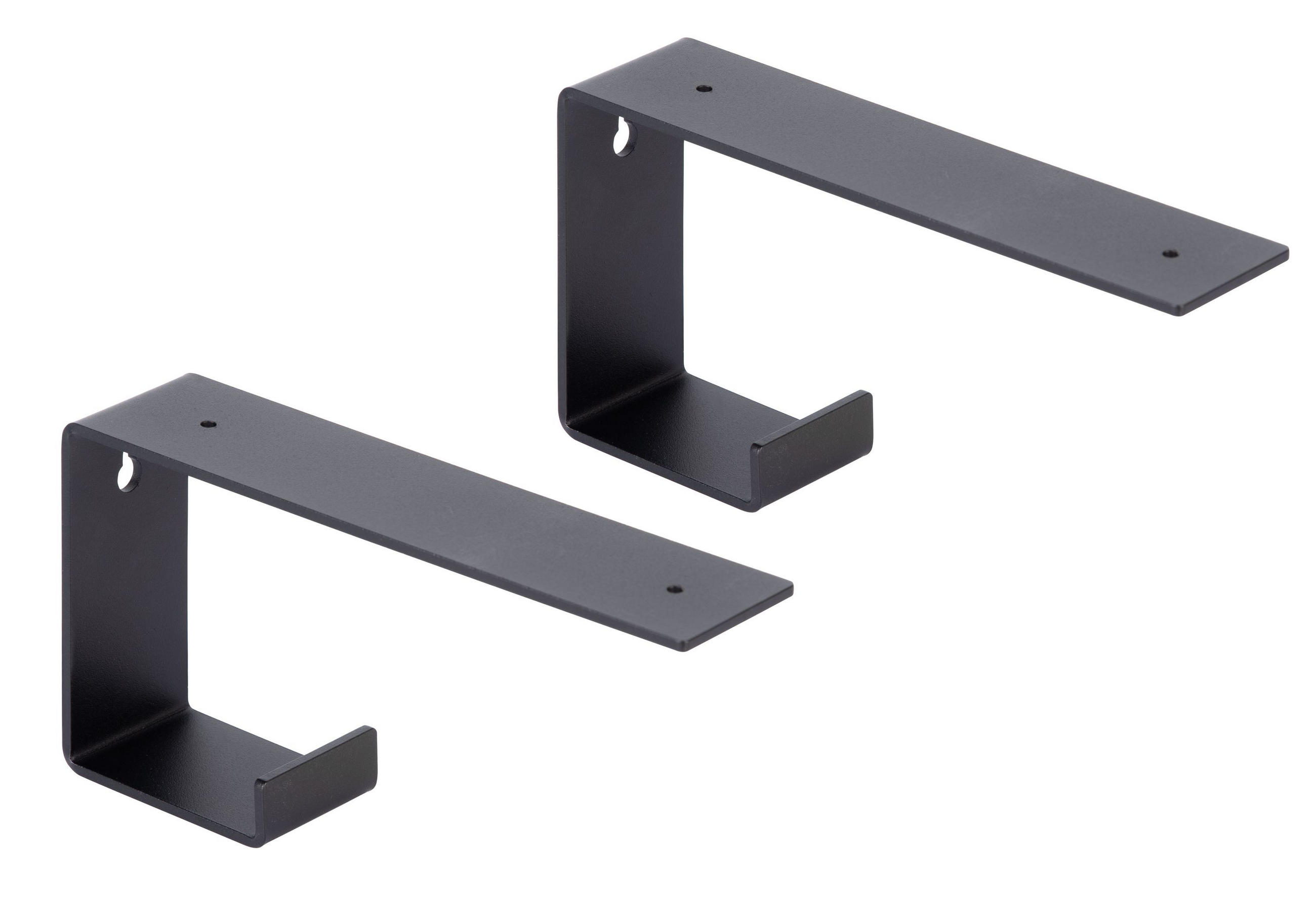 REGALTRÄGER als 2er Set Quinn, Stahl in verschiedenen Trendfarben - Schwarz, Metall (4.5/10/20cm) - Alberts