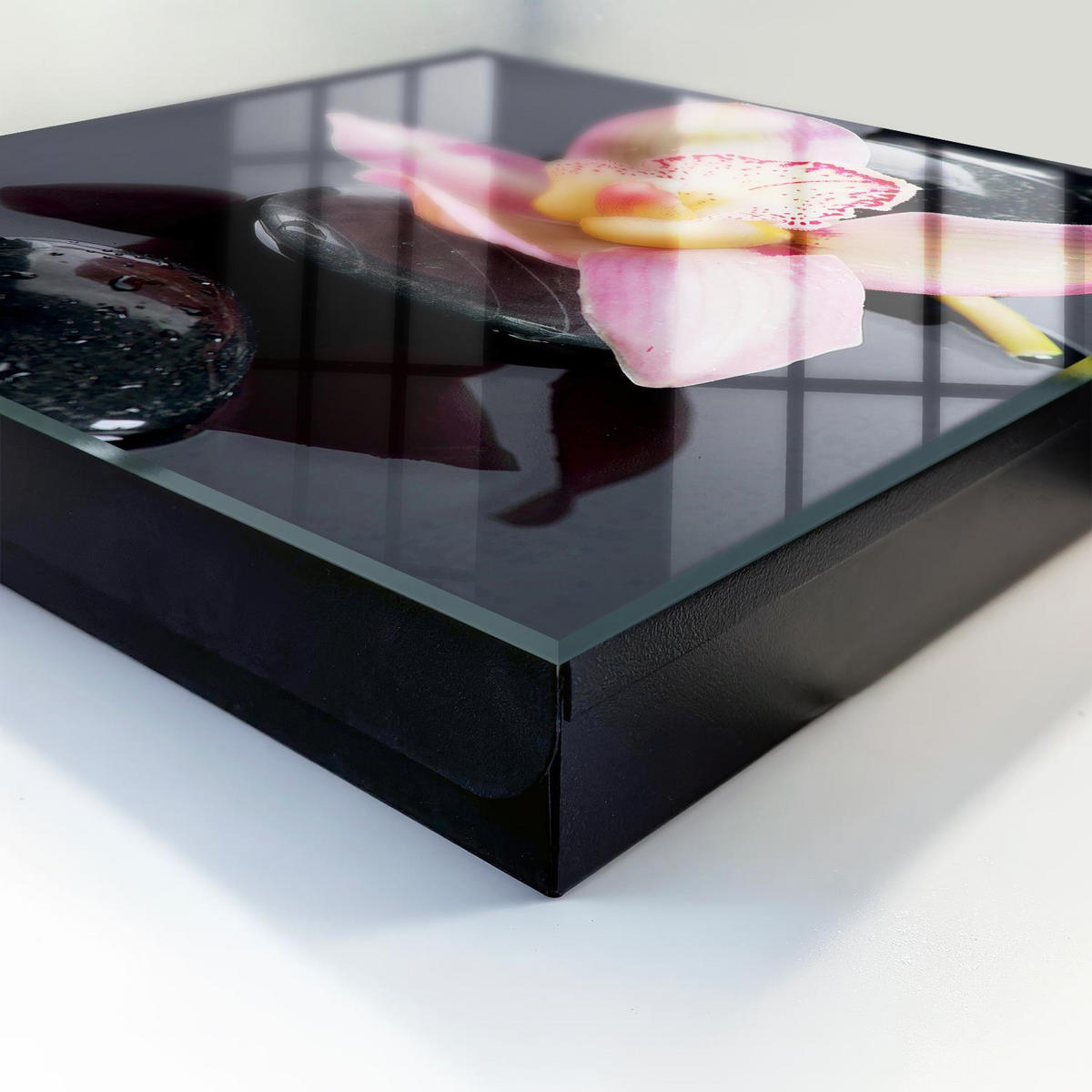 SCHLÜSSELBOX Schwarz 30x30 cm- Türöffnung nach rechts - Orchideensteine - Schwarz, Metall (30/30/5cm) - TULUP
