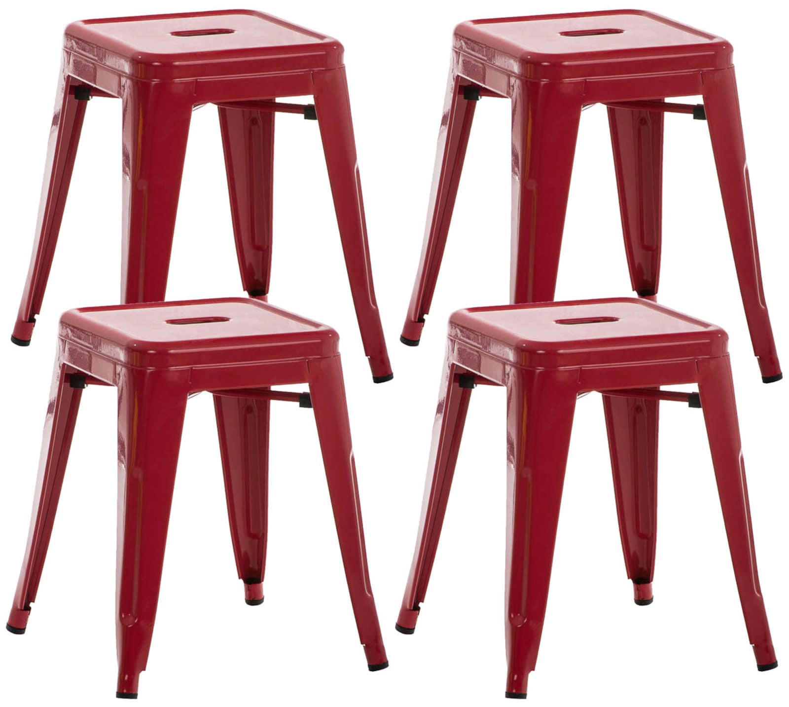 SITZHOCKER 4er Set Arvida rot - Rot, Metall (40/46/40cm) - TPFLiving