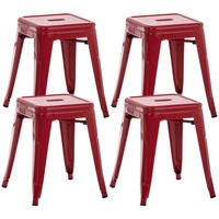 SITZHOCKER 4er Set Arvida rot - Rot, Metall (40/46/40cm) - TPFLiving