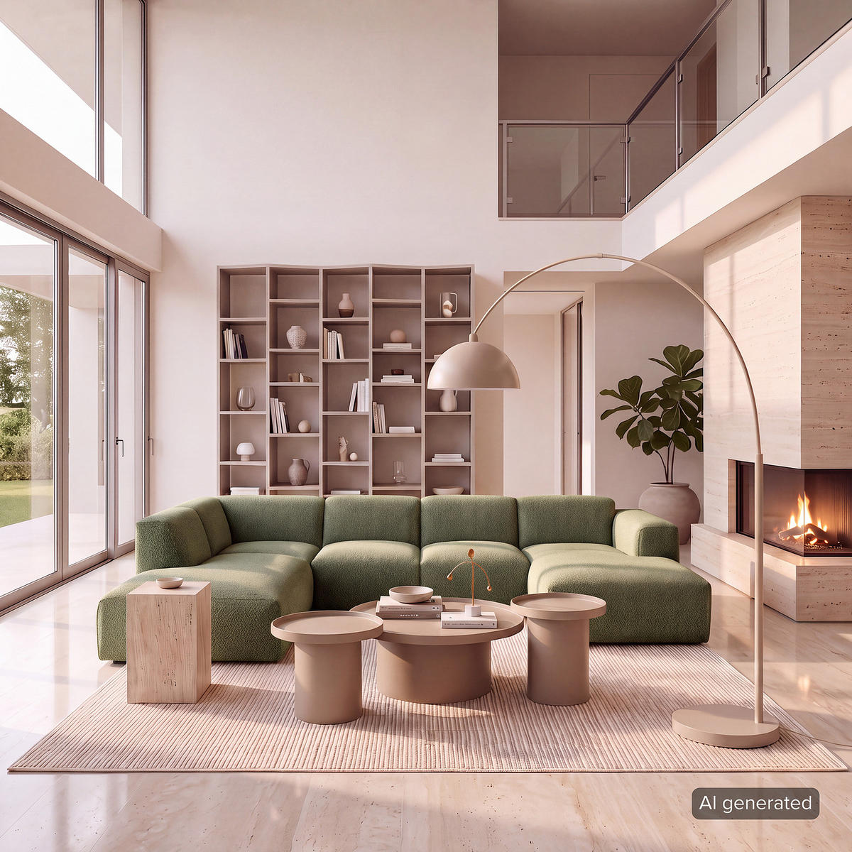 WOHNLANDSCHAFT mit Longchair - Schwarz/Grün, Kunststoff/Textil (325/71/235cm) - home24