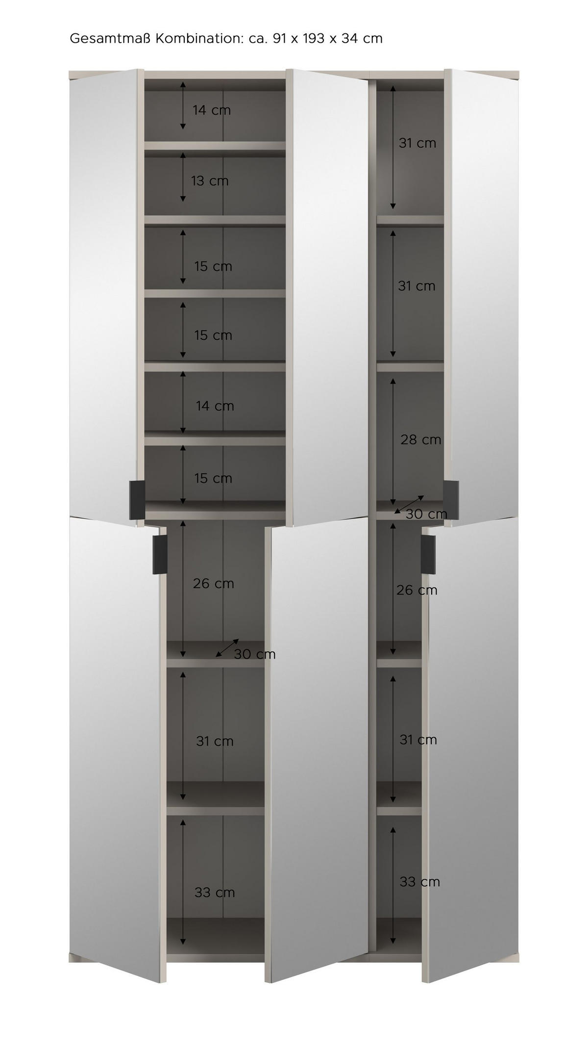 GARDEROBE Nexus (B/H/T: ca. 91/193/34 cm) in Kaschmir/Spiegelglas - Kaschmir, Holzwerkstoff (91/193/34cm)