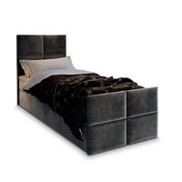 BOXBETT ARIEL 100 100x200 cm mit Matratze und Topper - Dunkelgrau - Dunkelgrau, Holz (100/200cm) - MASSENO