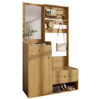 GARDEROBE 105/38/180 cm holzfarben aus Spanplatte mit Spiegel und Stauraum - Naturfarben, Holzwerkstoff (105/180/38cm) - OKWISH