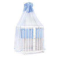 BABYBETT WHITE, 7in1 mit Matratze - Blau/Weiß, Holz (73/123cm) - waldin