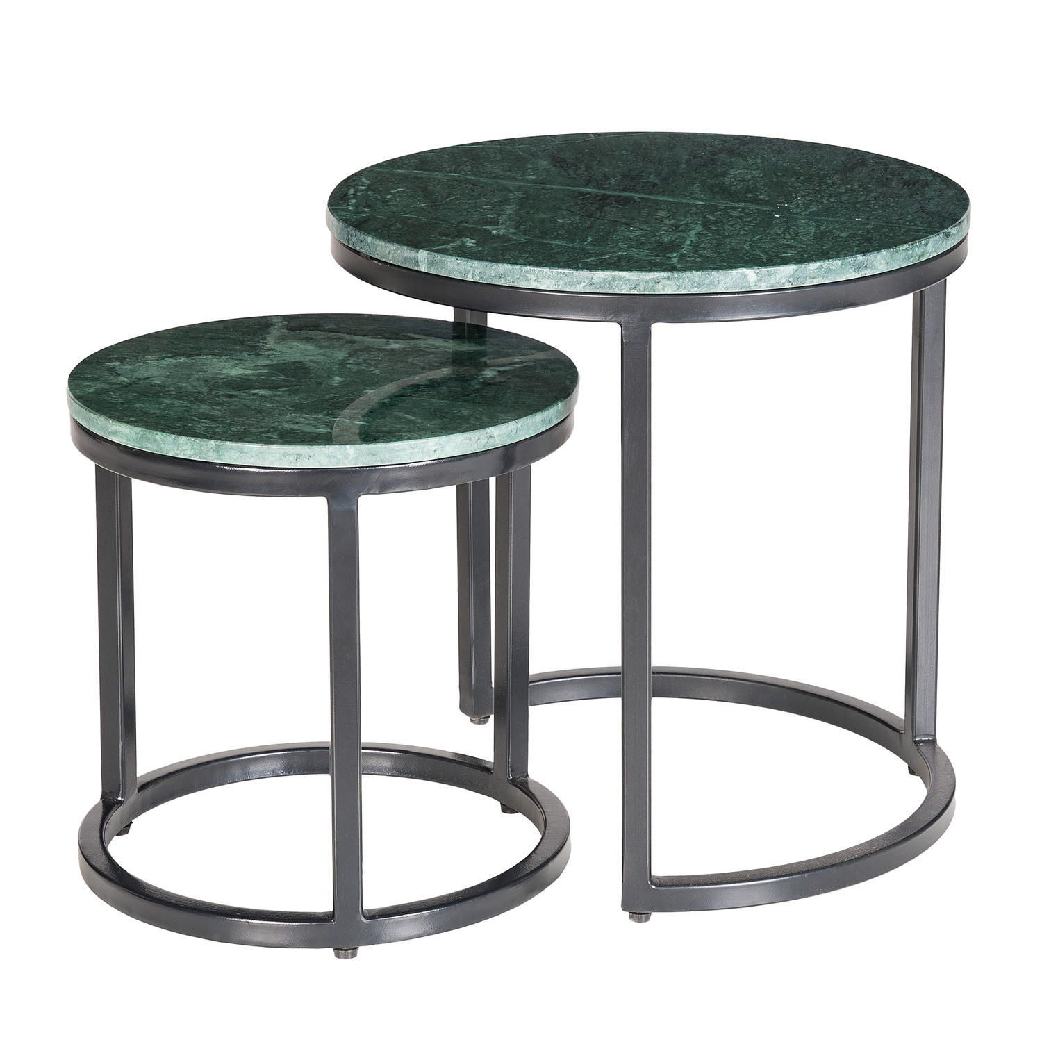 COUCHTISCH-SET - Marmor, 2-teilig - Dunkelgrün, Naturmaterialien (45/45/45cm) - home24