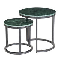 COUCHTISCH-SET - Marmor, 2-teilig - Dunkelgrün, Naturmaterialien (45/45/45cm) - home24