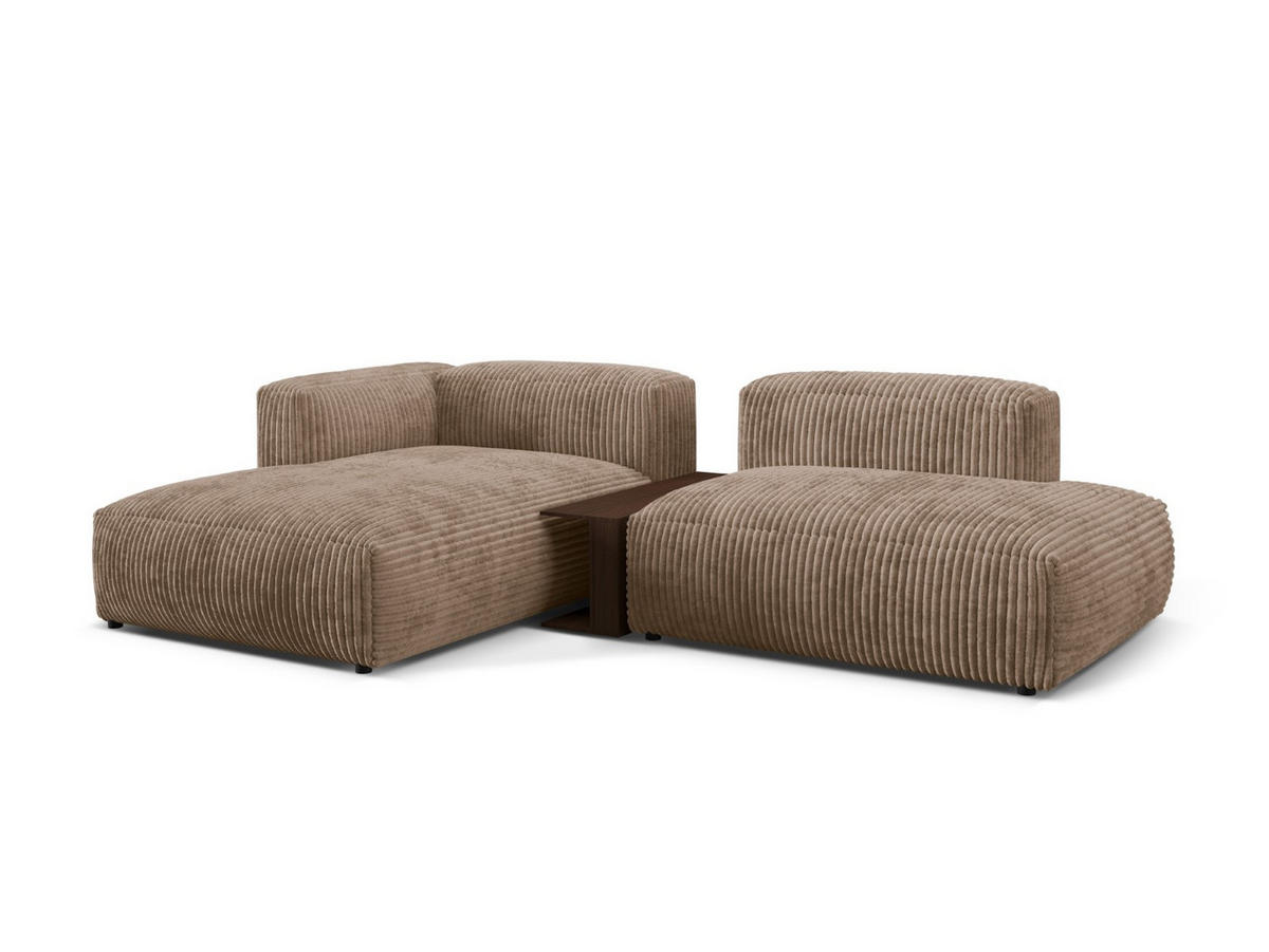ECKSOFA modular links Martina aus Cord eichel 2 Sitzplätze - Rotbraun, Textil (176/285cm) - Micadoni