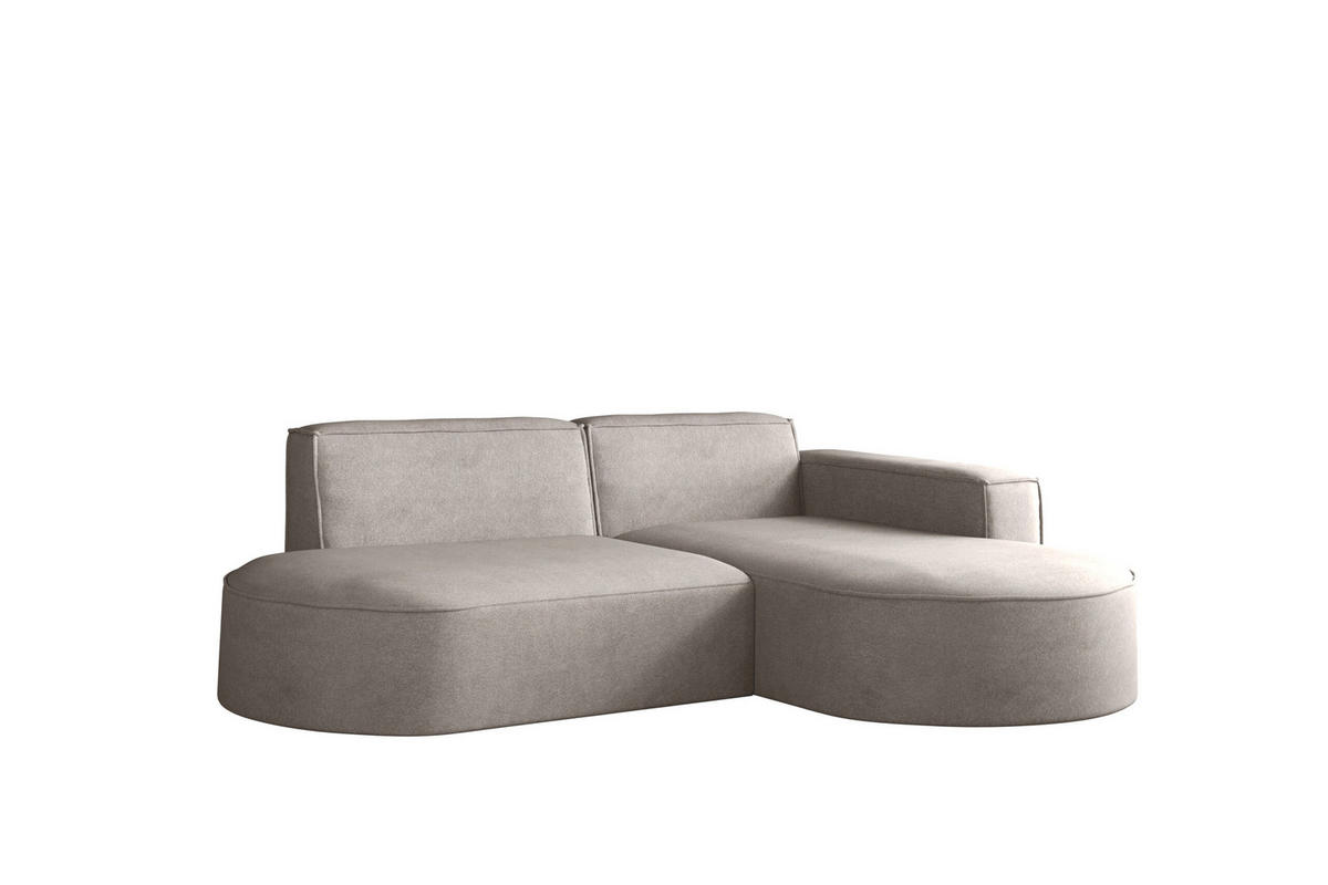 ECKSOFA Modena Modern Und Komfort Velours Stoff Salvador Rechts Beige - Creme, Holz/Textil (236/165cm) - Kaiser Möbel