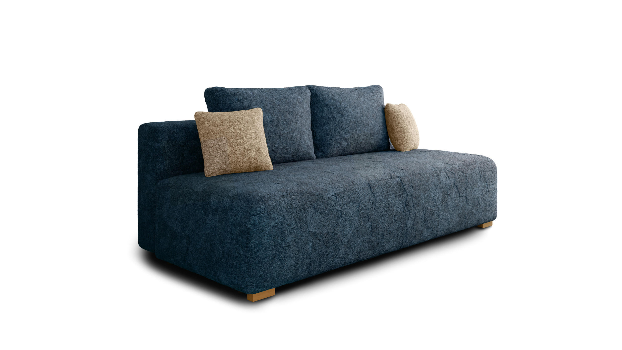 SCHLAFSOFA - Polstersofa aus Bouclé - Dunkelblau (Arena 22 + Arena 2 Kissen) - Beige/Dunkelblau, Holzwerkstoff (200/90/100cm) - Möblo