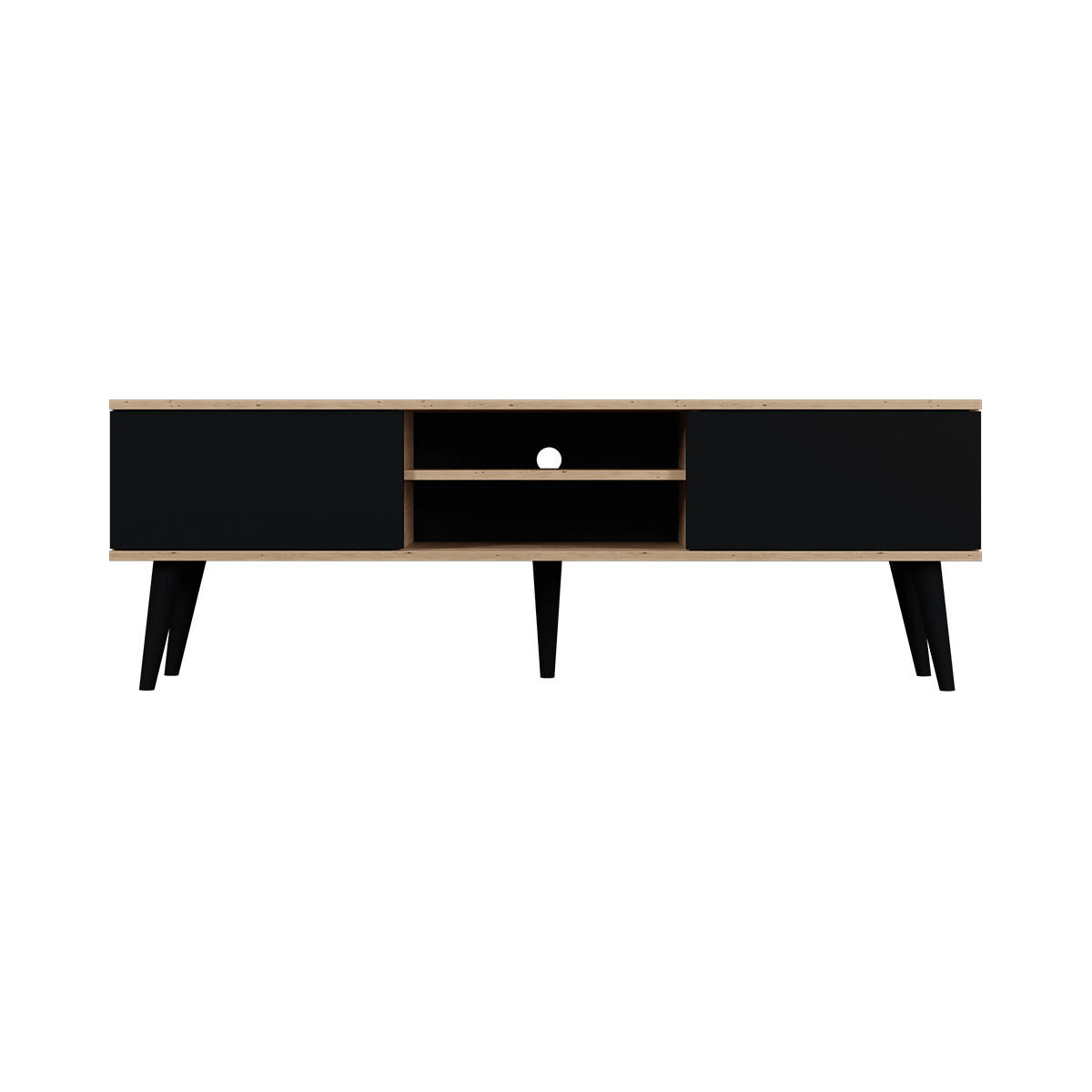 TV-MÖBEL Toronto Schwarz und Holz - Schwarz, Holzwerkstoff (55/35/160cm) - Petits-meubles
