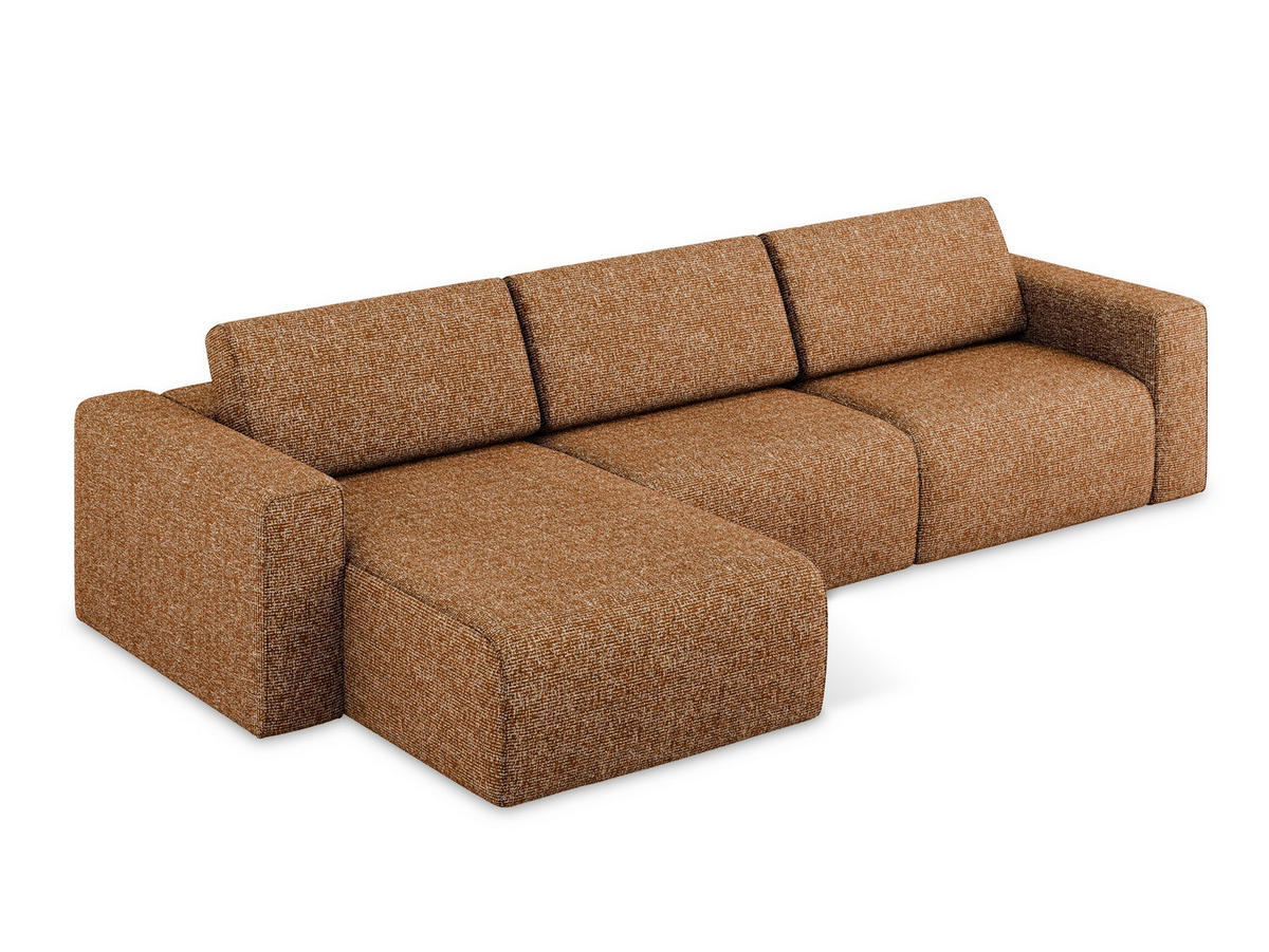 ECKSOFA Links Strukturstoff Stoff Orange - Terra cotta/Schwarz, Kunststoff/Textil (167/314cm) - Makamii