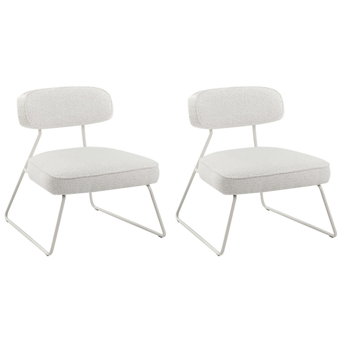 SESSEL 2er-Set Cremeweiß Frovi - Weiß, Textil (66/73/74cm) - Beliani