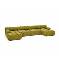 ECKSOFA U-Form XL, Stoff Velours Salvador, Olive, Selia U XL - Olivgrün, Holz (380/70/160cm) - Kaiser Möbel