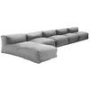 GARTENSOFA mit 5 Sitzplätzen, Grau - Grau, Textil - Oviala