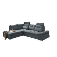 ECKSOFA mit Schlaffunktion, Bettkasten und verstellbarer Armlehne - Chromfarben/Anthrazit, Textil (260/219cm) - ed exciting design