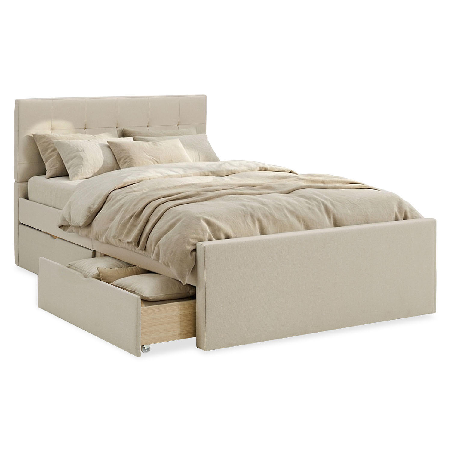 POLSTERBETT mit Stauraum 140/200 cm in Beige + Lattenrost - Anthrazit/Beige, Textil (140/200cm) - Homestyle4u