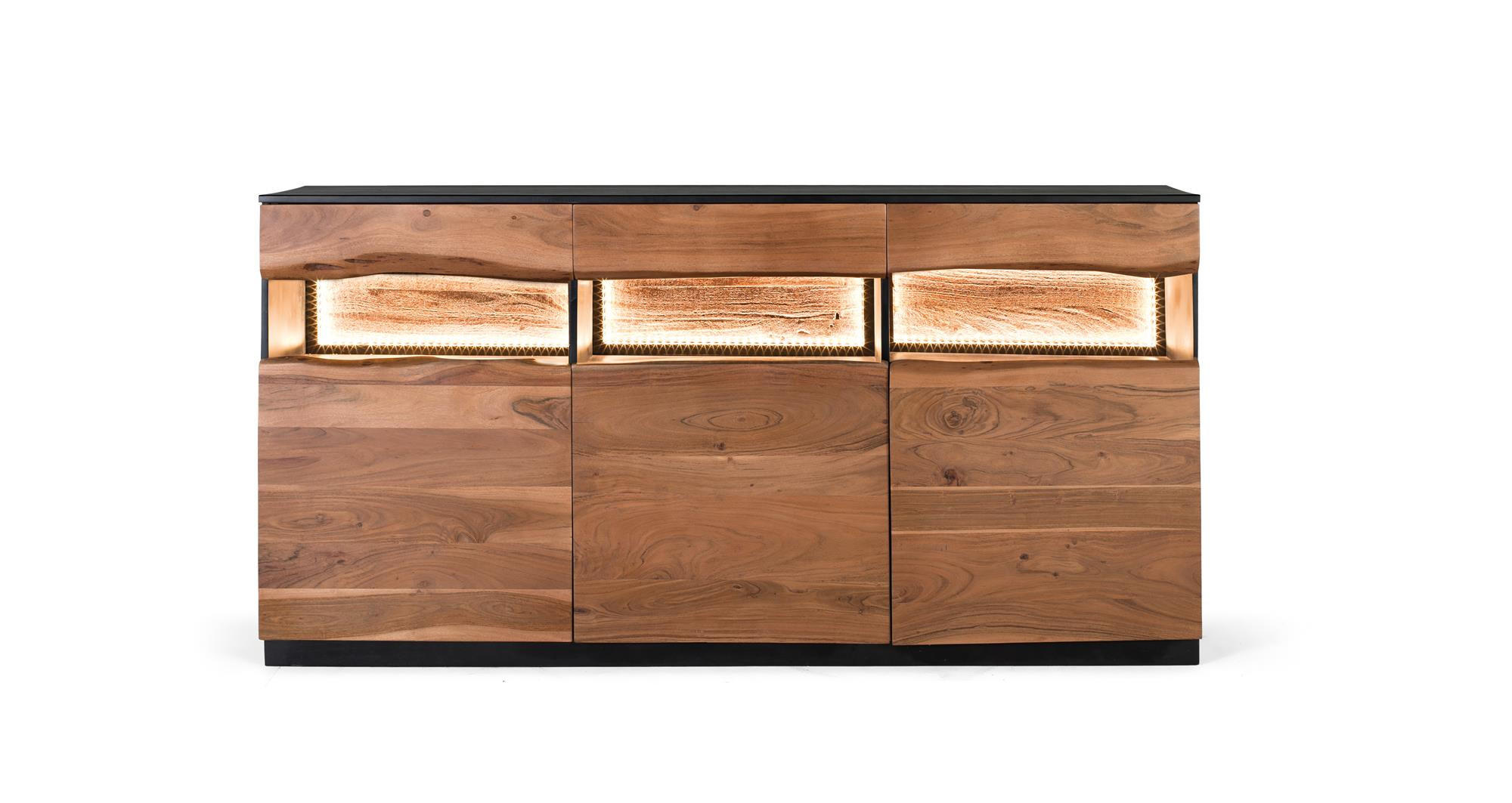 SIDEBOARD aus natürlichem und schwarzem Akazienholz - Braun, Holz (40/93/180cm) - Giner y Colomer