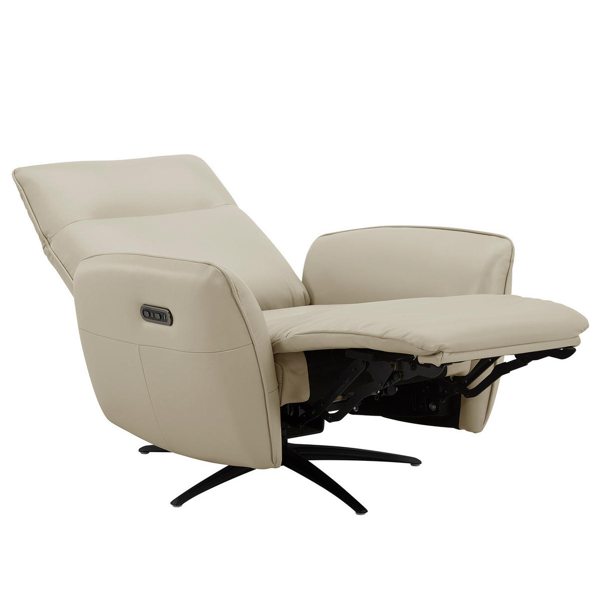 RELAXSESSEL - Beige/Schwarz, Leder/Metall (86/100/82cm) - home24
