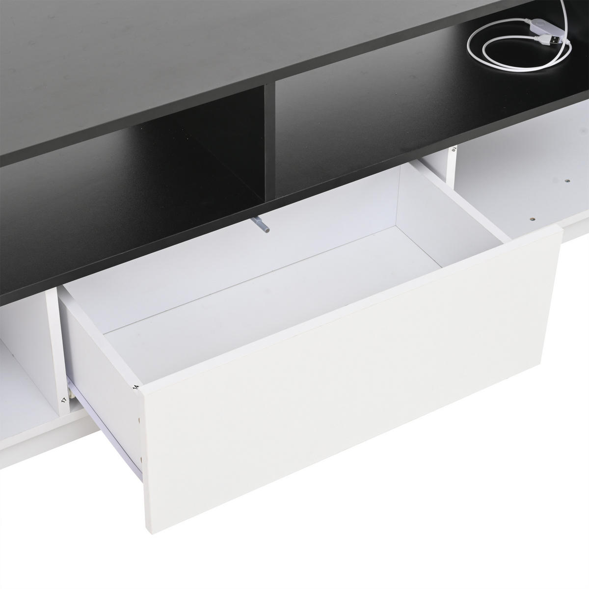 TV-ELEMENT180X40X48CM HochglanzWeiß mit LEDLicht für 75ZollFernseher - Weiß, Holz (51.33/13.89/99.54cm) - Raelunyi