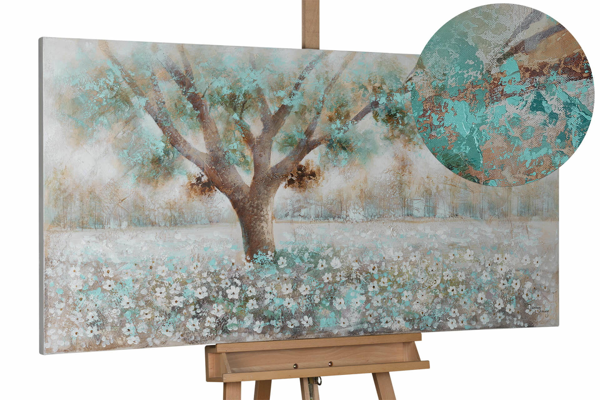 ÖLGEMÄLDE 140/70 cm - Weiß/Braun, Holz/Textil (2.2/70cm) - KUNSTLOFT