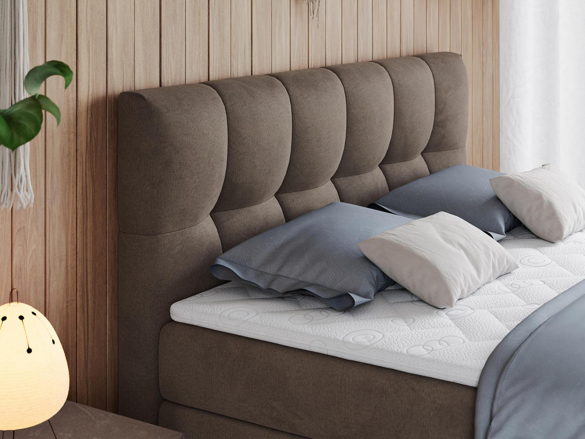 BOXSPRINGBETT ALVIN KING 140/200 Braun Velvet - H3 - Braun, Holz/Textil (140/200cm) - MKS