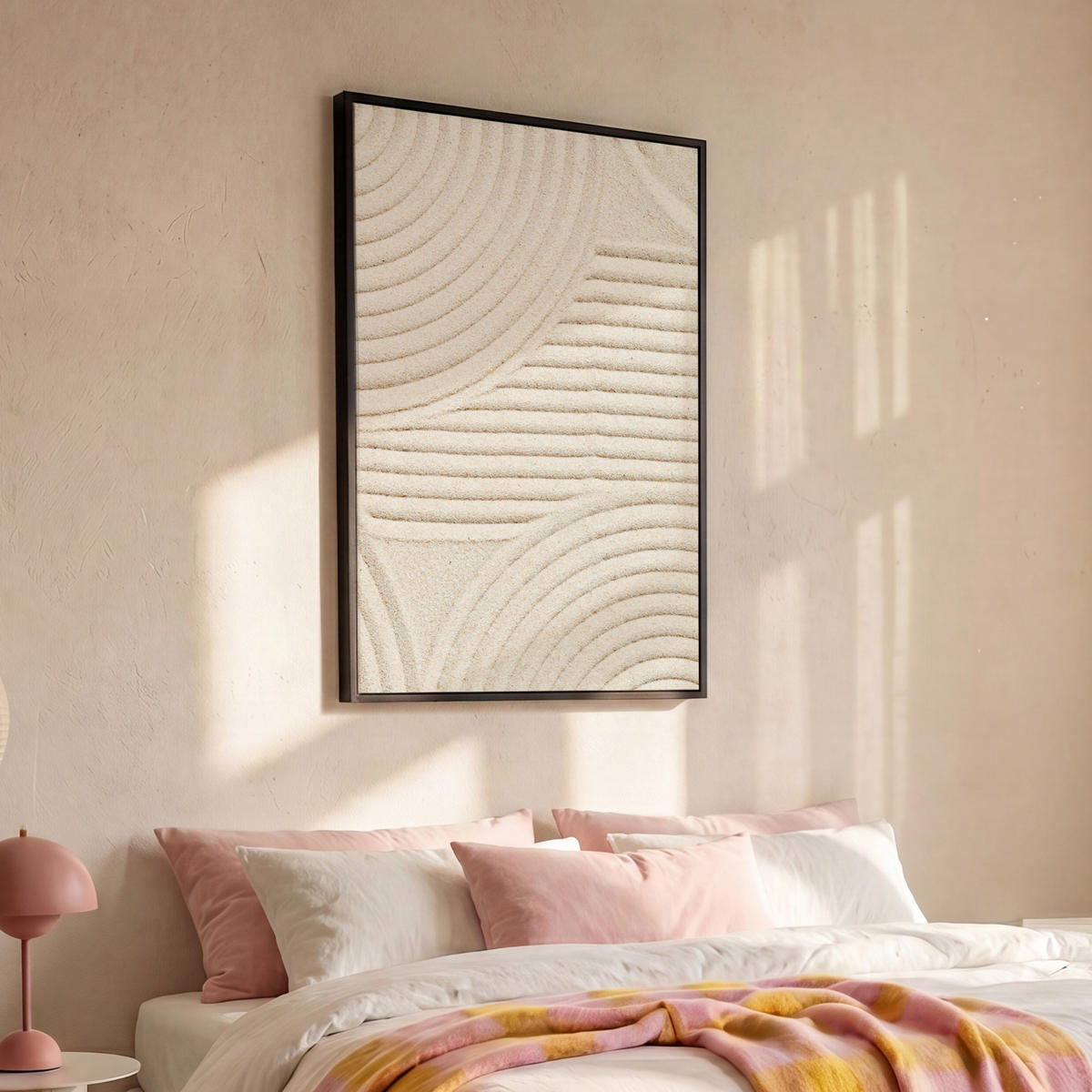 LEINWAND Bilder mit Rahmen - Muster - Abstrakt - Weiß - 80x120 - Beige, Textil (80/120cm) - MuchoWow