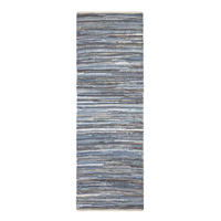 FLICKENTEPPICH-LÄUFER aus Recycling-Denim 66/200 cm - Blau, Textil (66/200cm) - Homescapes