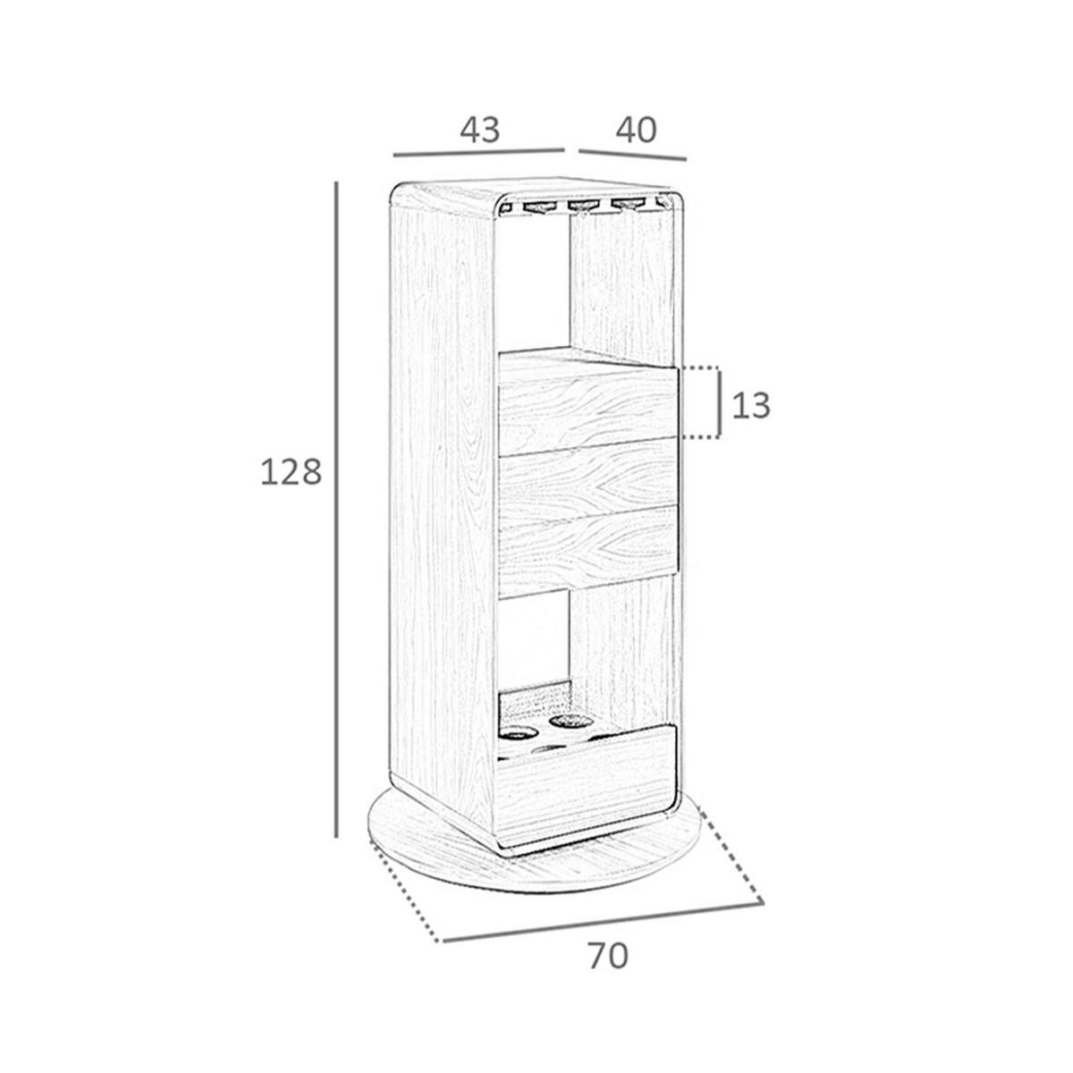 DREHBARER Barschrank aus Nussbaum 43/40/128 cm - Walnussfarben, Holz (43/128/40cm) - ANGEL CERDA