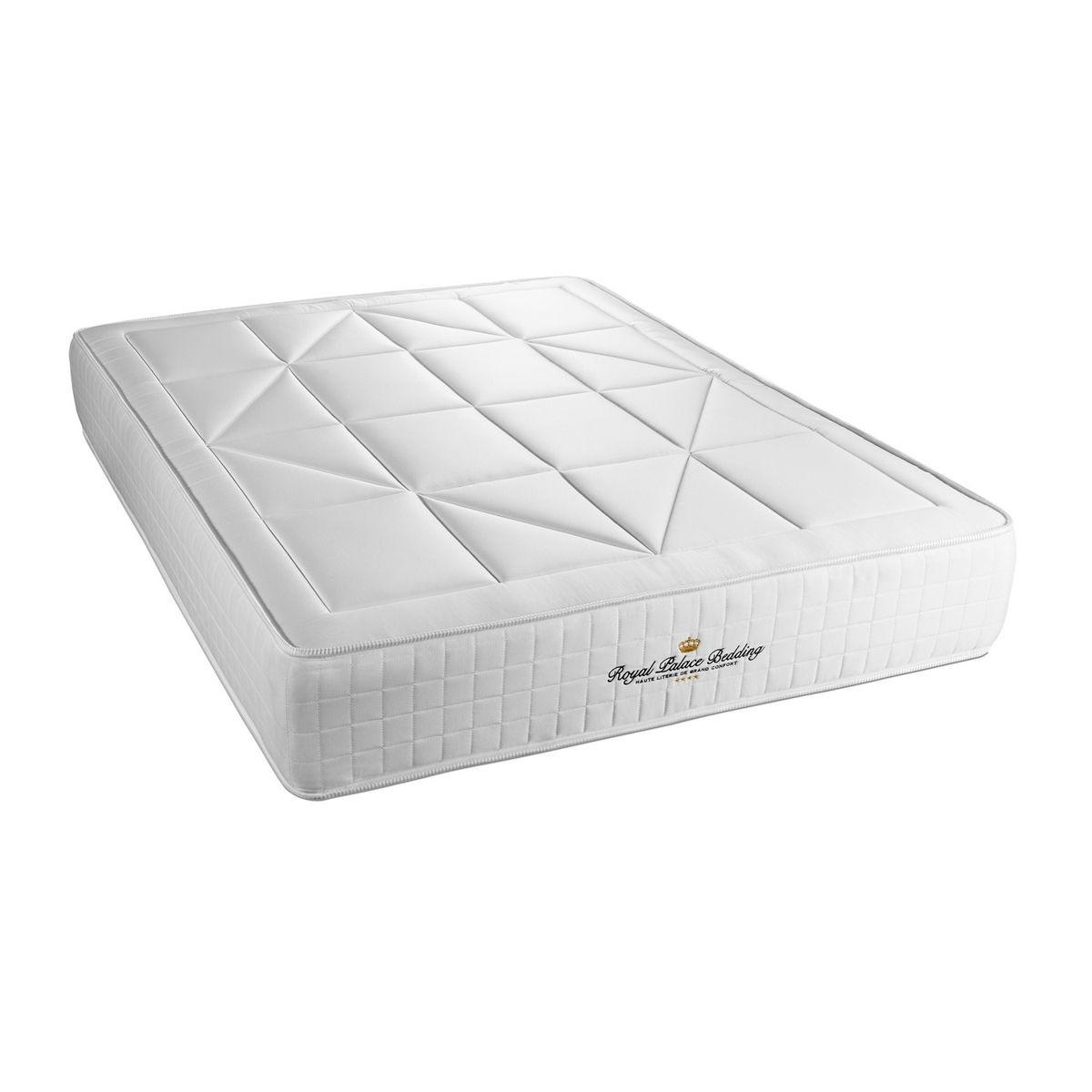 BETT Windsor Taschenfederkern und Memory-Schaum 160 x 220 cm h1 - Kit Bettgestell Weiß - Beige/Weiß, Karton/Holz (160/220cm) - ROYAL PALACE BEDDING