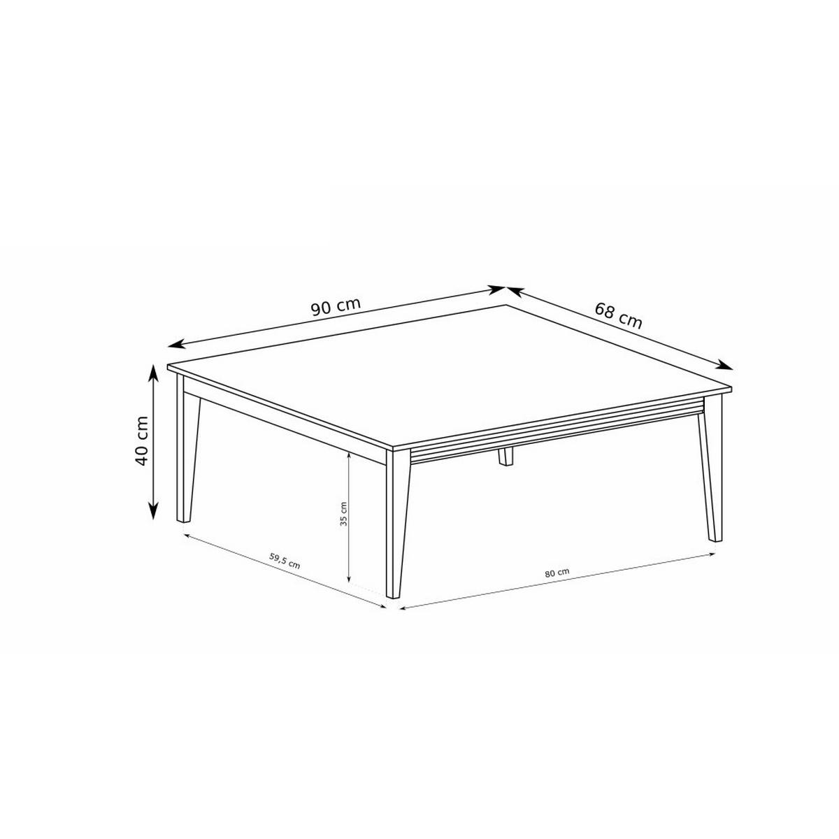 COUCHTISCH Charlott mit Holzfüßen, 90x40 cm - Kaschmir/Eichefarben, Holz/Holzwerkstoff (68/90/40cm) - Beautysofa