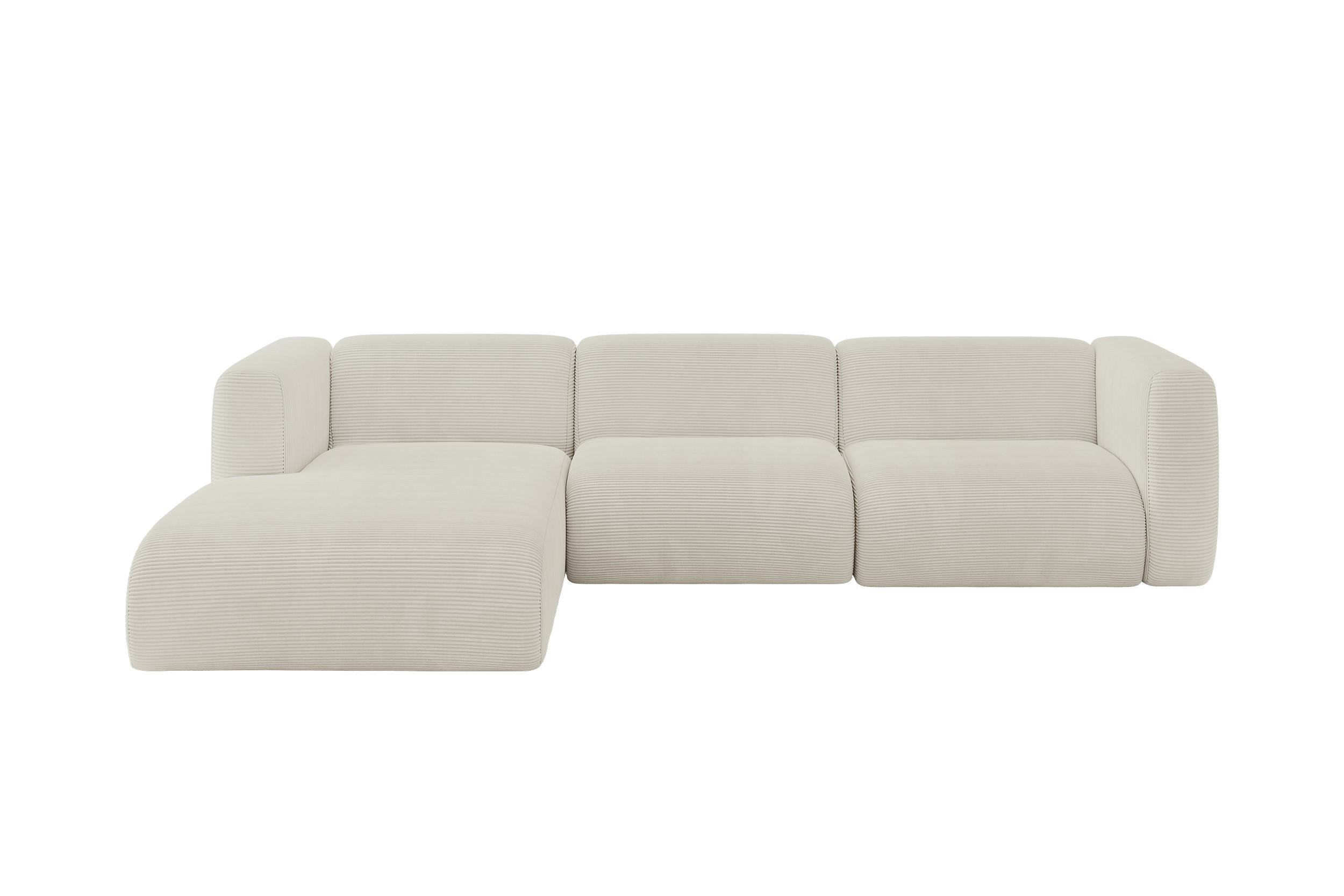 ECKSOFA Ottomane Links MIRA-L2 318x179x89 Creme Cord - Ecru/Creme, Holzwerkstoff/Kunststoff (318/179cm) - ALTDECOR