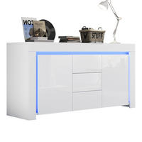 SIDEBOARD LED Weiß 3 Schubladen 2 Türen 140x40x65cm Hochglanz - Weiß, Holzwerkstoff (40/65/140cm) - FLIEKS